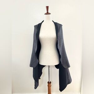 Sheila Elaine Black and Gray Chambray High Low Drape Vest